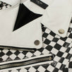 Checkered Denim Biker Jacket - Black / White