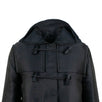 Polyester Blend Single Breasted Over Coat - Black