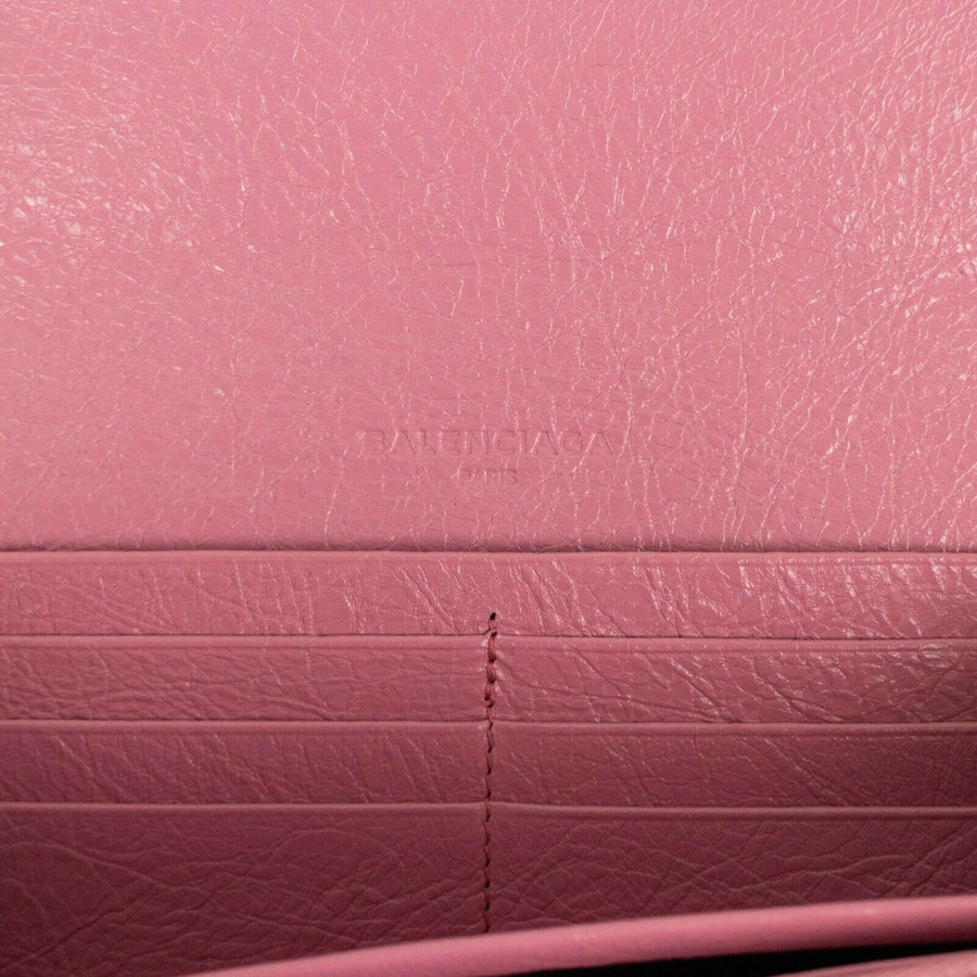 Textured Leather Classic Continental Wallet - Pink