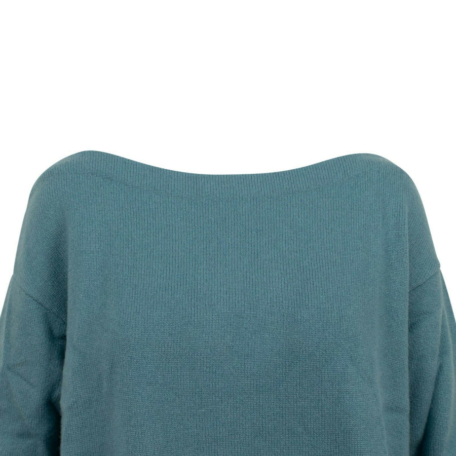 Loose Fit Cashmere Crop Sweater Top - Teal