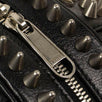 Leather Mini 'Tifosa' Silver Studded Ball Shoulder Bag - Black