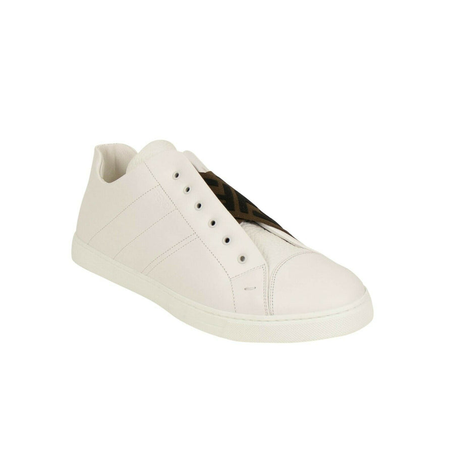 Leather Laceless FF-Strap Sneakers - White