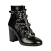 Calfskin Leather Chain Short Boots - Black