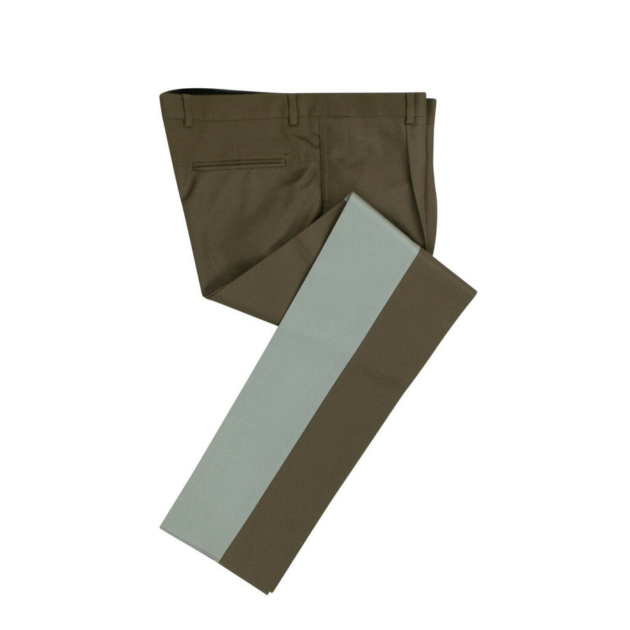 Color Block Wool Blend Pants - Green / Blue