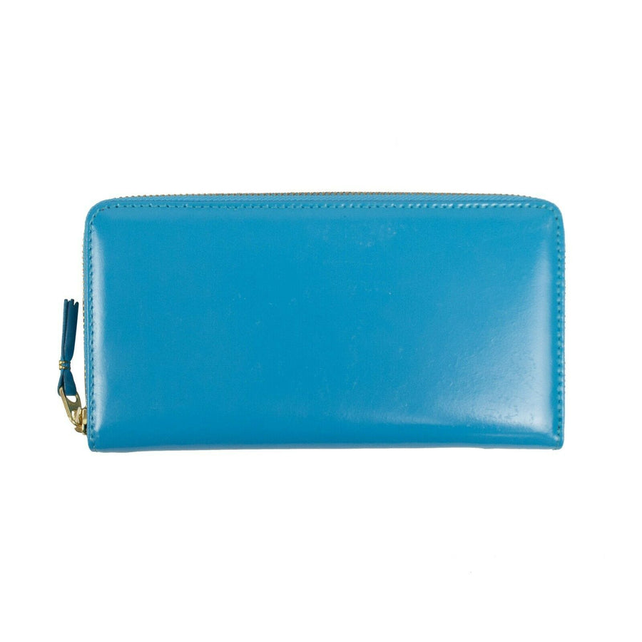 Leather Zip Around Wallet - Blue