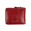 Leather Number Embossed Small Wallet - Red