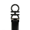 'Gancini' Logo Print Leather  Belt - Black