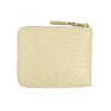 Leather Number Embossed Small Wallet - Ivory