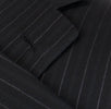 Pin Striped Wool 3 Roll 2 Button Suit - Black