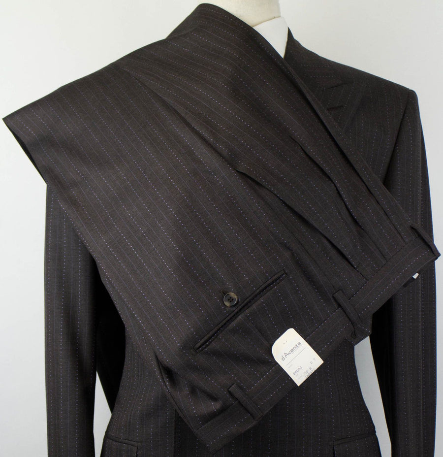 Drop 7 Striped Wool Double Breasted Suit - Brown