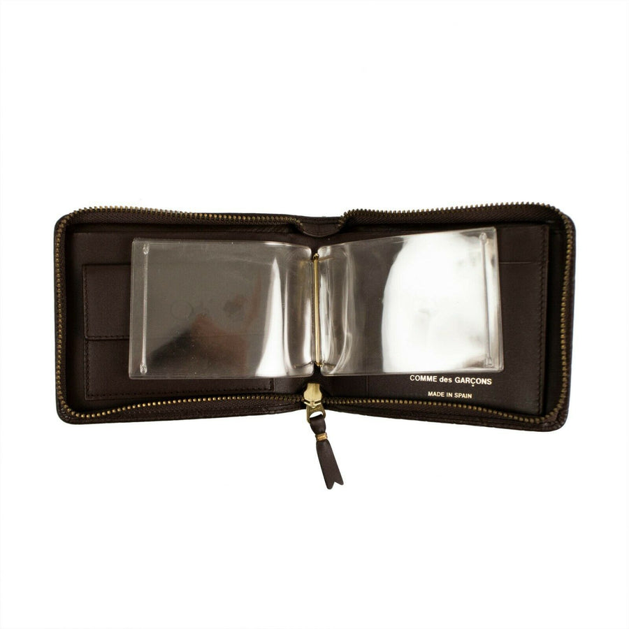 Leather Clover Cardholder Zip Around Wallet - Brown