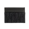 Oblique Jacquard Print Double Sided Flap Card Holder - Black