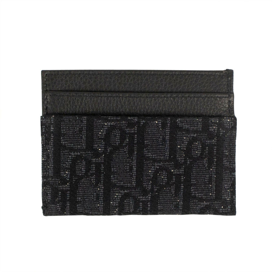 Oblique Jacquard Print Double Sided Flap Card Holder - Black