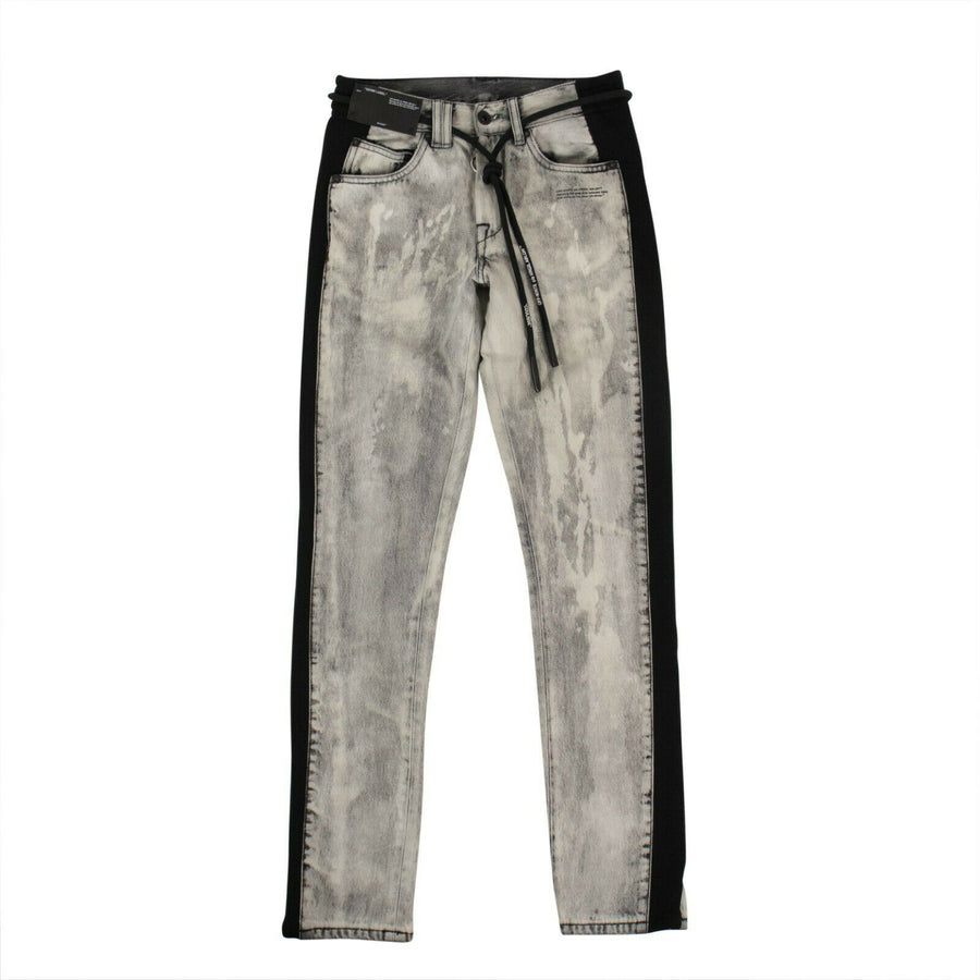 Side Panel Slim Denim Pants - Gray