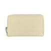 Leather Travel Organizer Zip Around Wallet - Cream