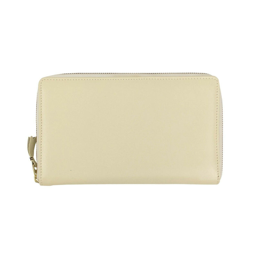 Leather Travel Organizer Zip Around Wallet - Cream