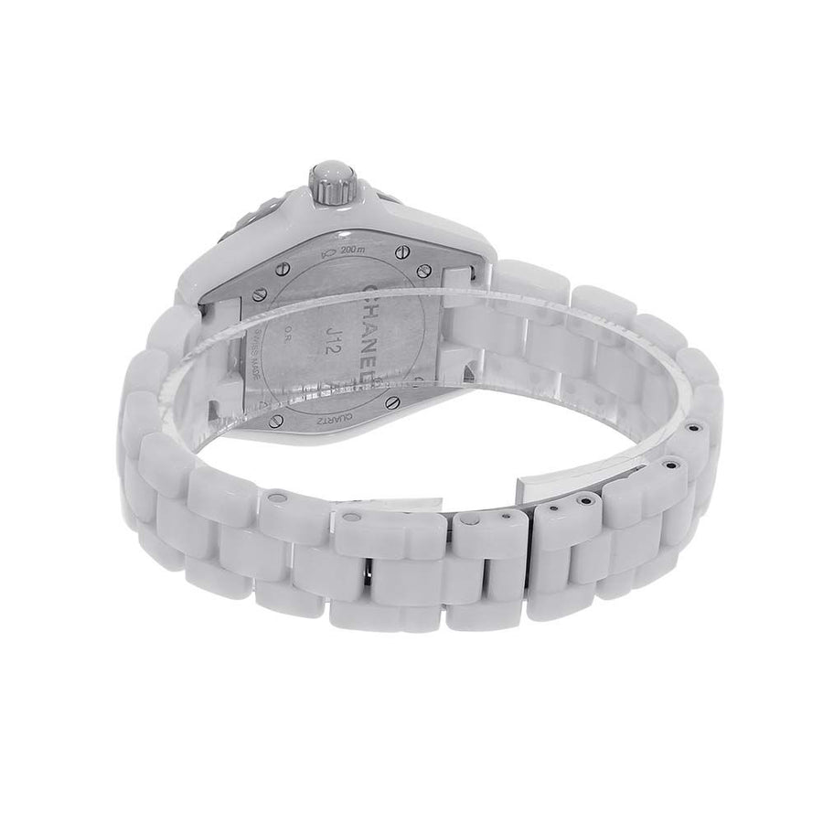 Chanel J-12, White Ceramic Diamond Bezel 33MM Watch H0967