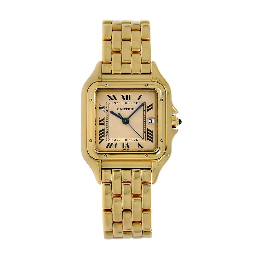 Cartier Panthere de Cartier, Yellow Gold Blue Steel Hands 28MM Watch 106000M(PRE-OWNED)