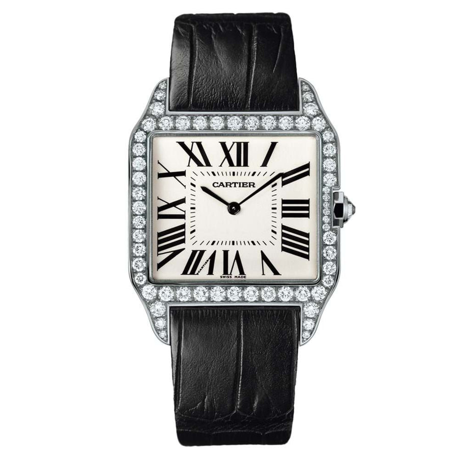 Cartier Santos Dumont, Small Rhodium Plated White Gold 38MM Watch WH100251