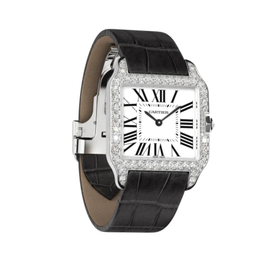 Cartier Santos Dumont, Small Rhodium Plated White Gold 38MM Watch WH100251