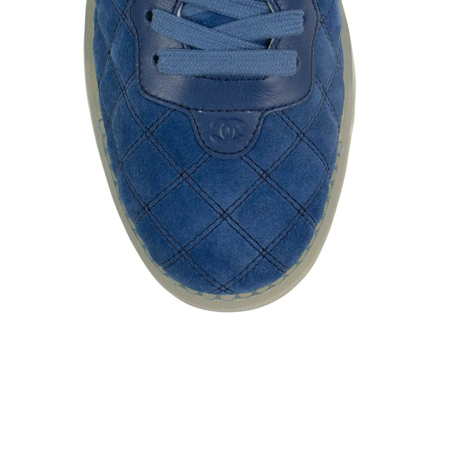 Quilted Velvet And Suede Low-Top Sneaker - Blue