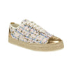 Tweed And Leather Lace Up Espadrille Sneakers - Pink / Blue / Gold