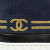 Burlap And Leather Lace Up Sneakers - Navy Blue