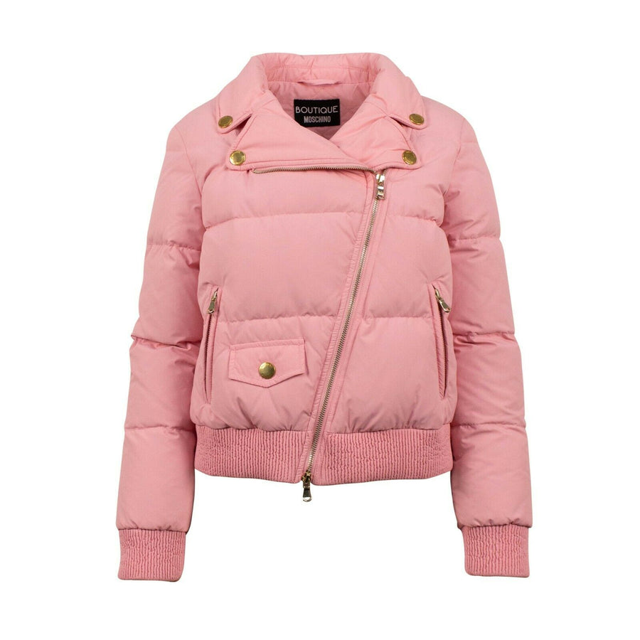 Polyester Gold Detail Short Puffer Coat - Pink