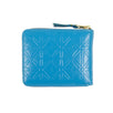 Leather Star Embossed Small Wallet - Blue