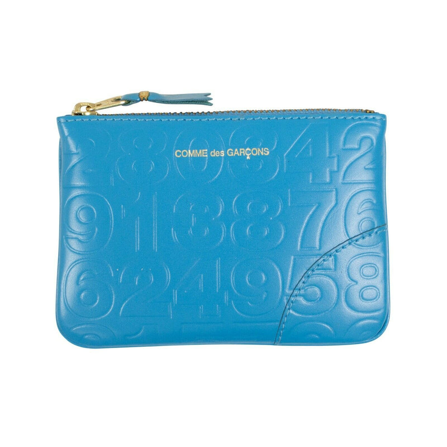 Leather Number Embossed Wallet Pouch - Blue