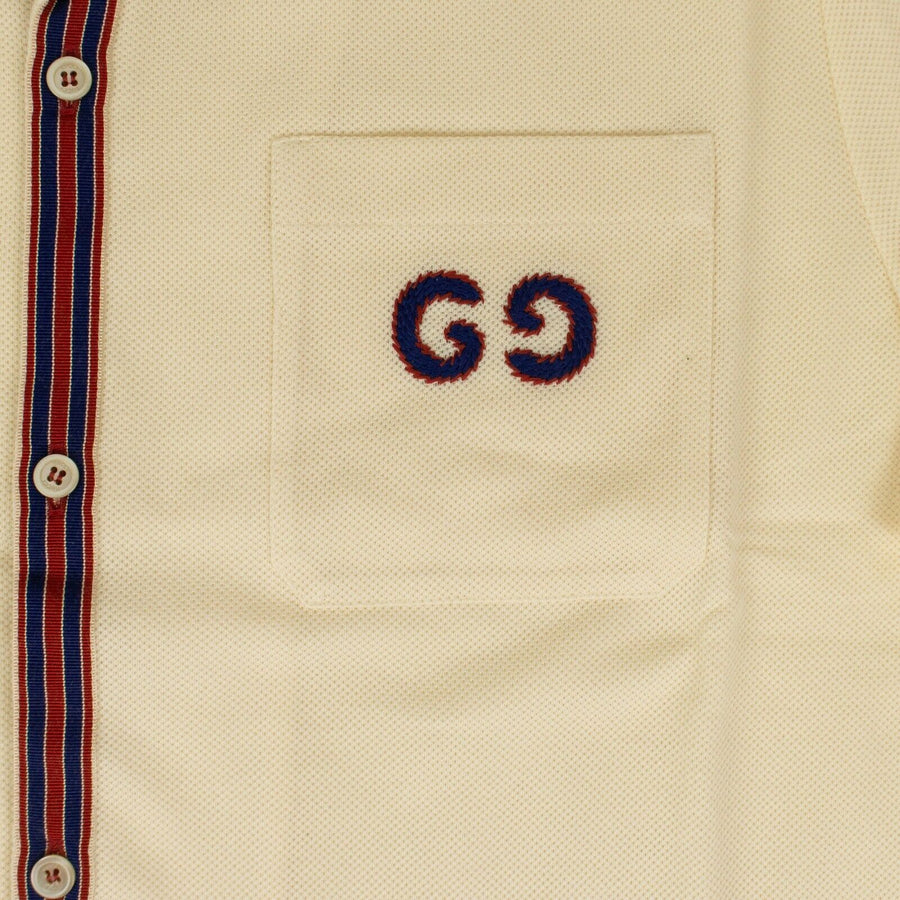 Cotton GG Embroidery Polo Shirt - Off-White