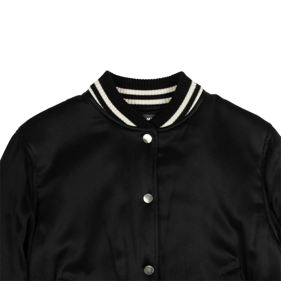 Silk Baseball Bomber Jacket - Black