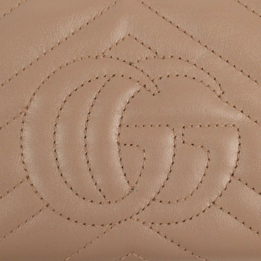 Quilted Leather GG Marmont Zip Around Wallet - Beige