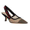 JADIOR Polka Dot Slingback Pumps - Black / Red