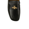 Men's Leather Bee Logo Loafers - Black