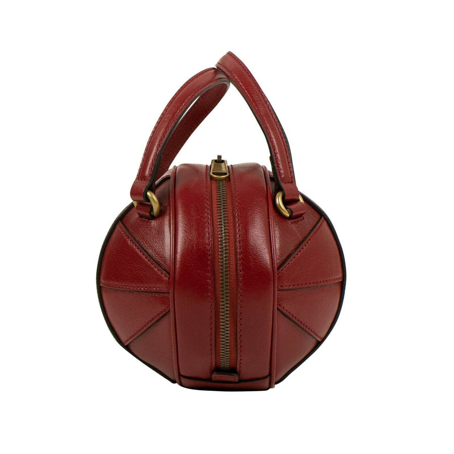 Leather Mini 'Tifosa' Convertible Strap Ball Shoulder Bag - Red