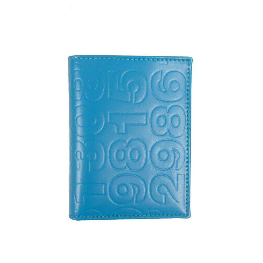 Leather Number Embossed ID Cardholder Wallet - Blue