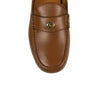 Men's Leather Metal Logo Loafers Shoes - Brown