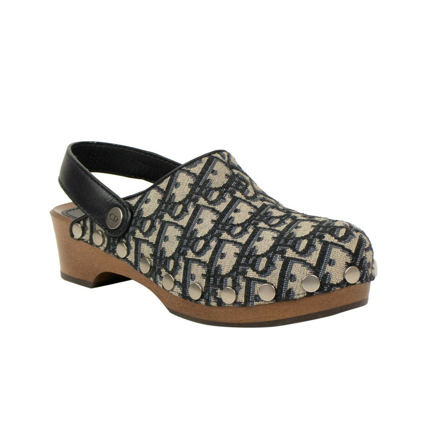 Diorquake Canvas Oblique Clog Mules - Blue