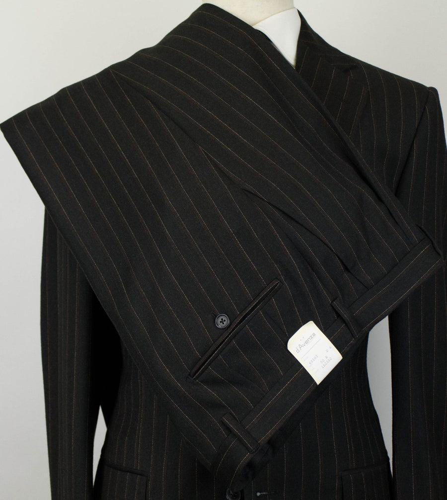 Drop 6 Striped Wool 2 Button Suit - Black