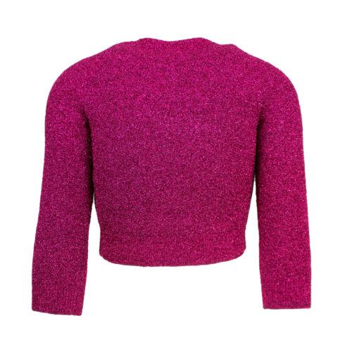 Metallic Cropped Crewneck Sweater - Pink