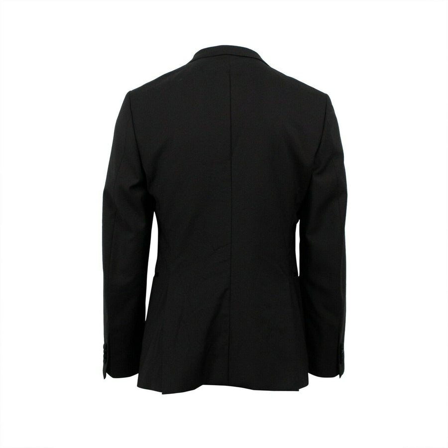 Wool Two Button Tuxedo Suit - Black