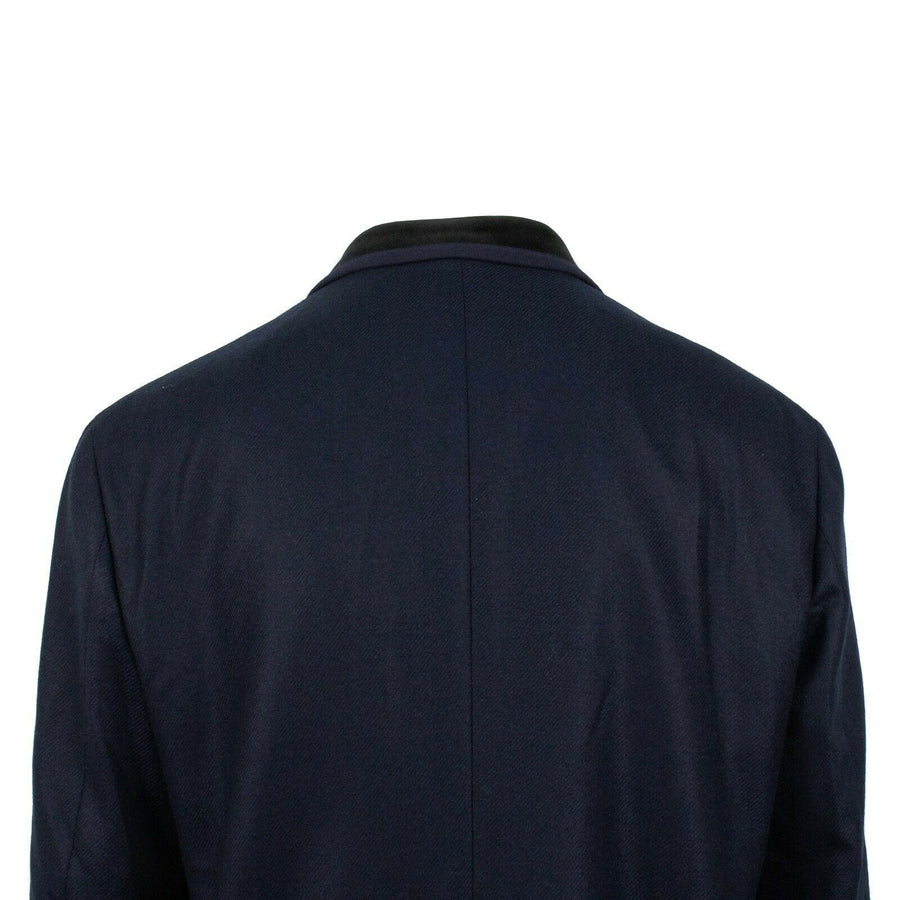 Cashmere 'Sylvie' Web Striped Blazer Jacket - Ink Blue