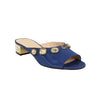 Women's Moiret Satin Open Toe Embellished Block Heel Mules - Blue