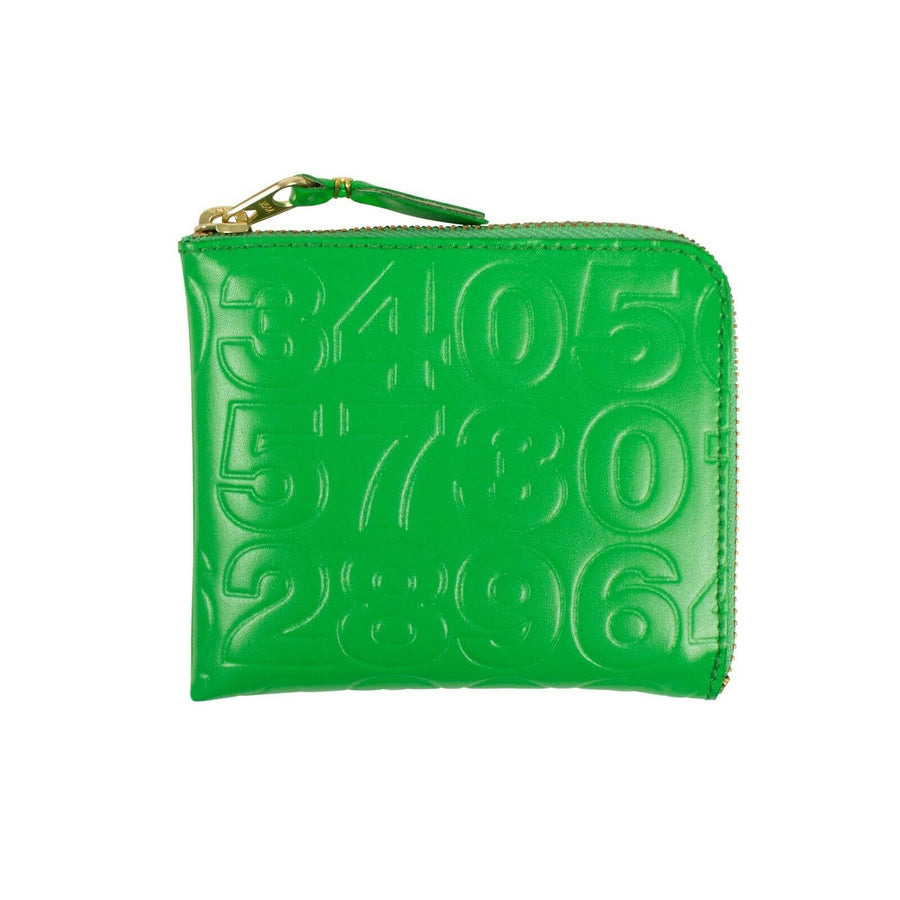 Leather Number Embossed Slim Wallet - Green