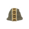 Houndstooth With Interlocking G Stripe Hat - Black And White