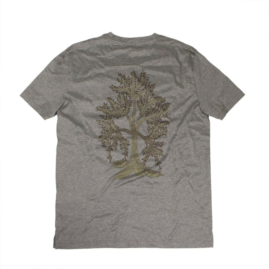 Cotton Tree Design On Back T-shirt - Gray / Yellow