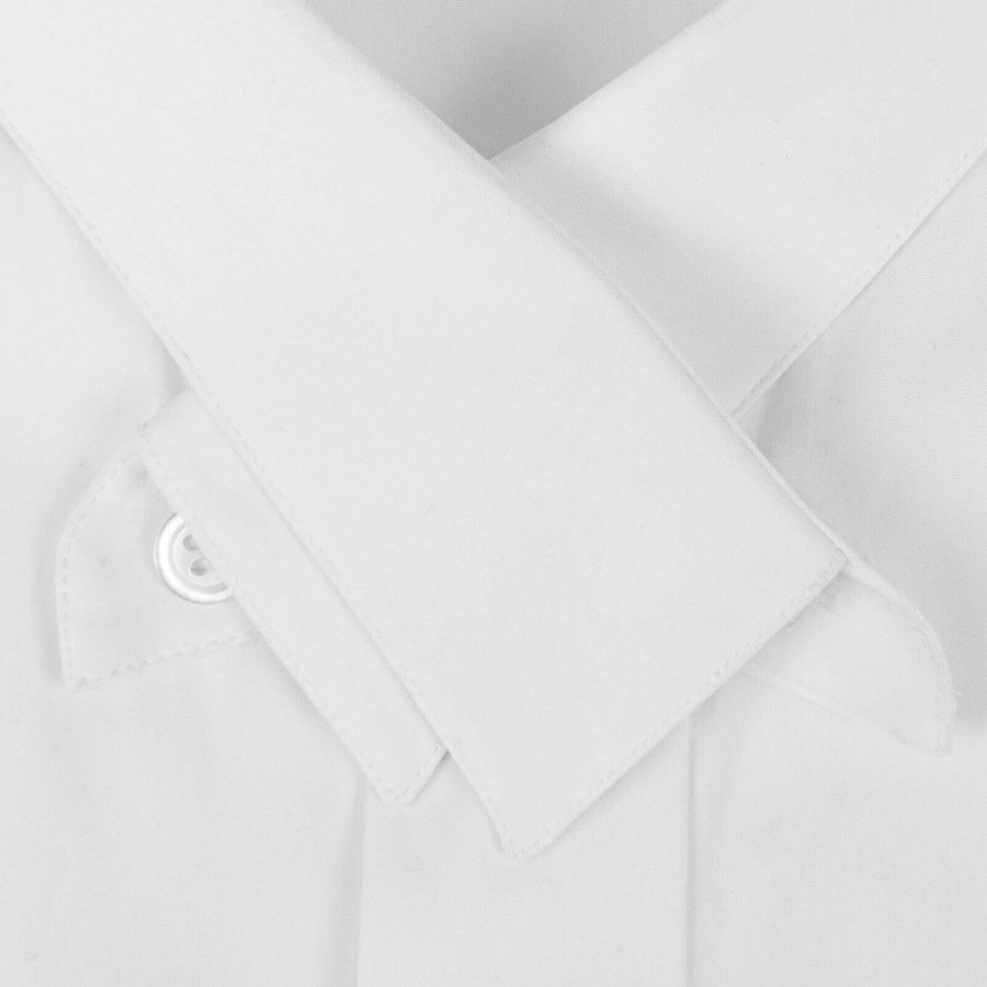 Crossover Collar Cotton Dress Shirt - White