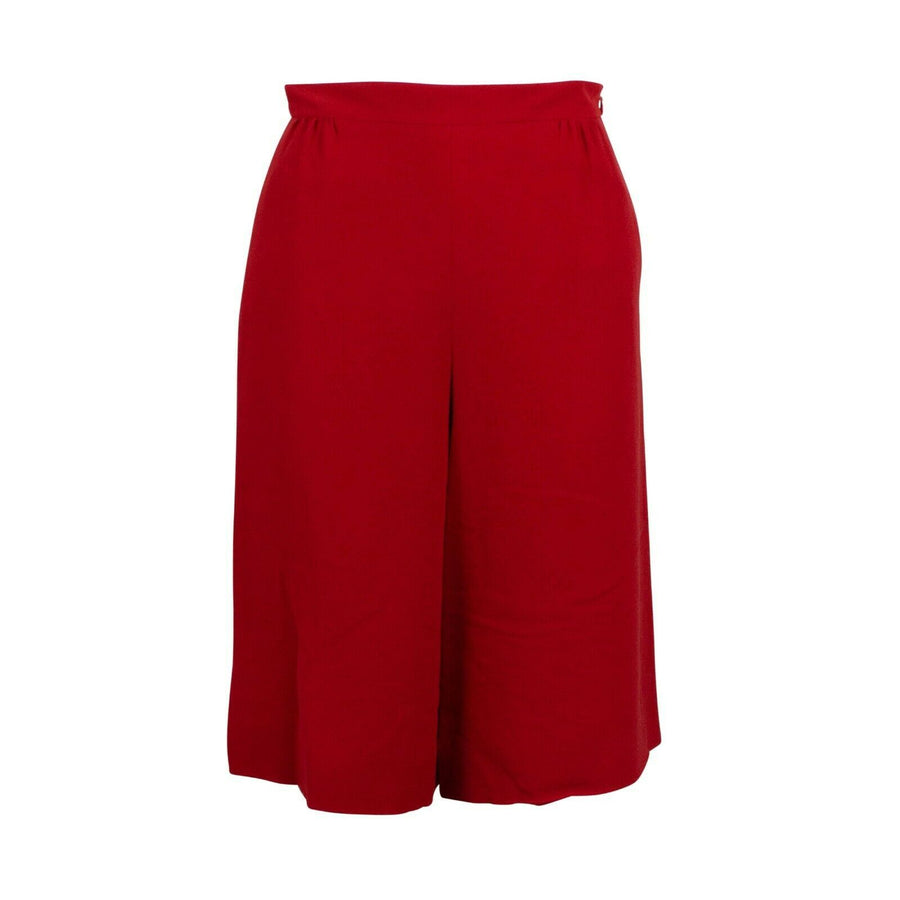 Silk Wide Leg Shorts - Red