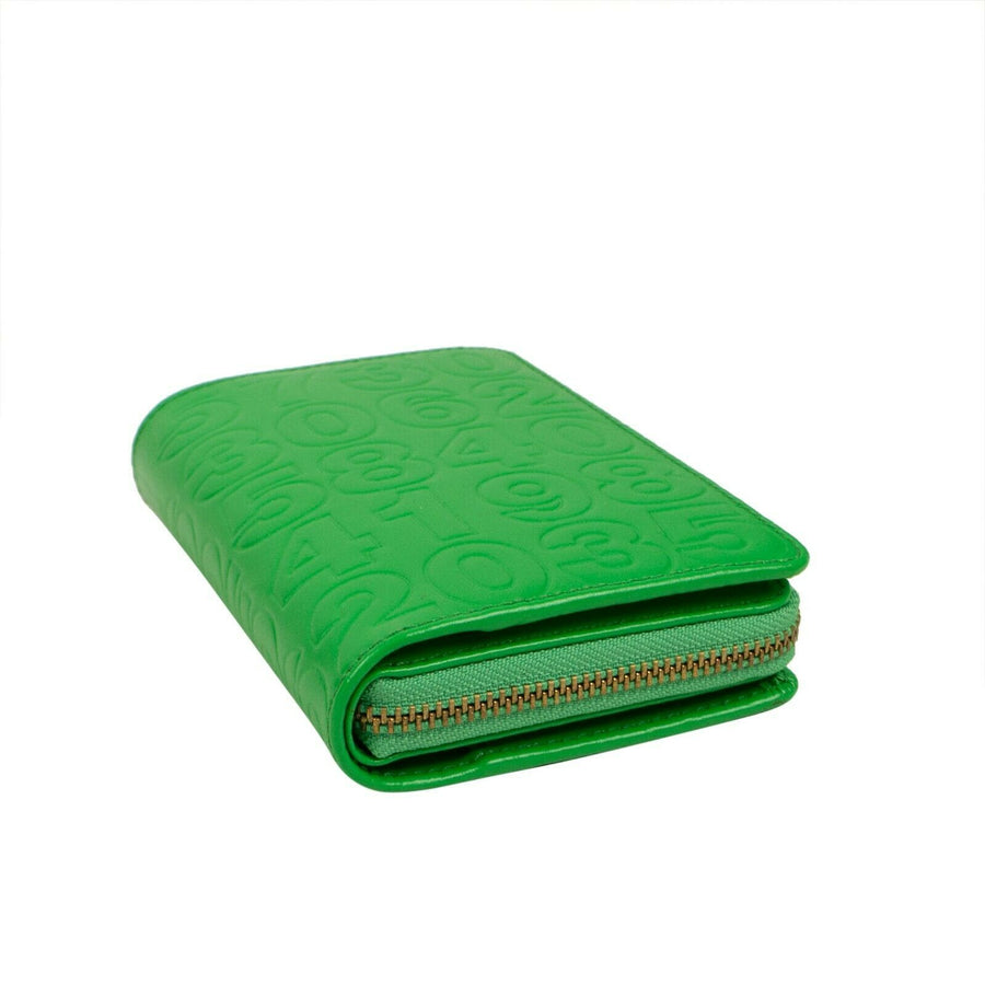 Leather Number Embossed Organizer Wallet - Green